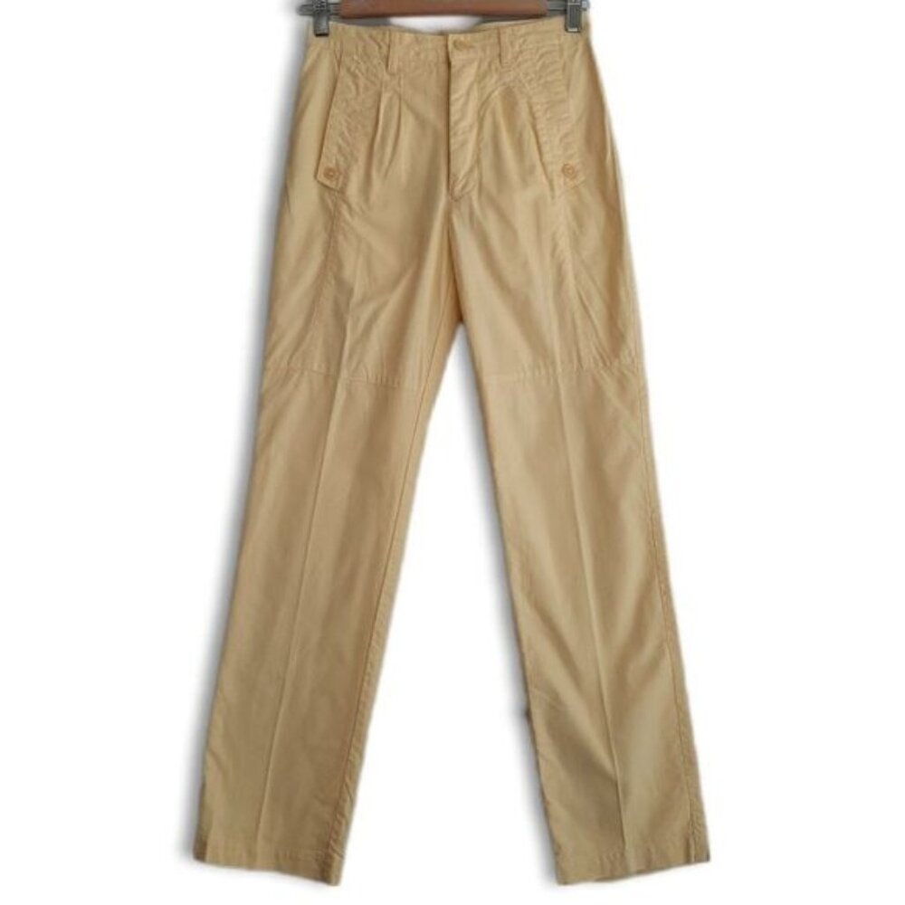 Vintage 80's PARIANI 100% Cotton Casual Pants Pastel Yellow Sz XS Flawed